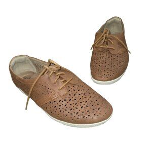 Earth Spirit Gelron‎ Women's Brown Laser Cutout Lace Up Wedge Oxford Shoes